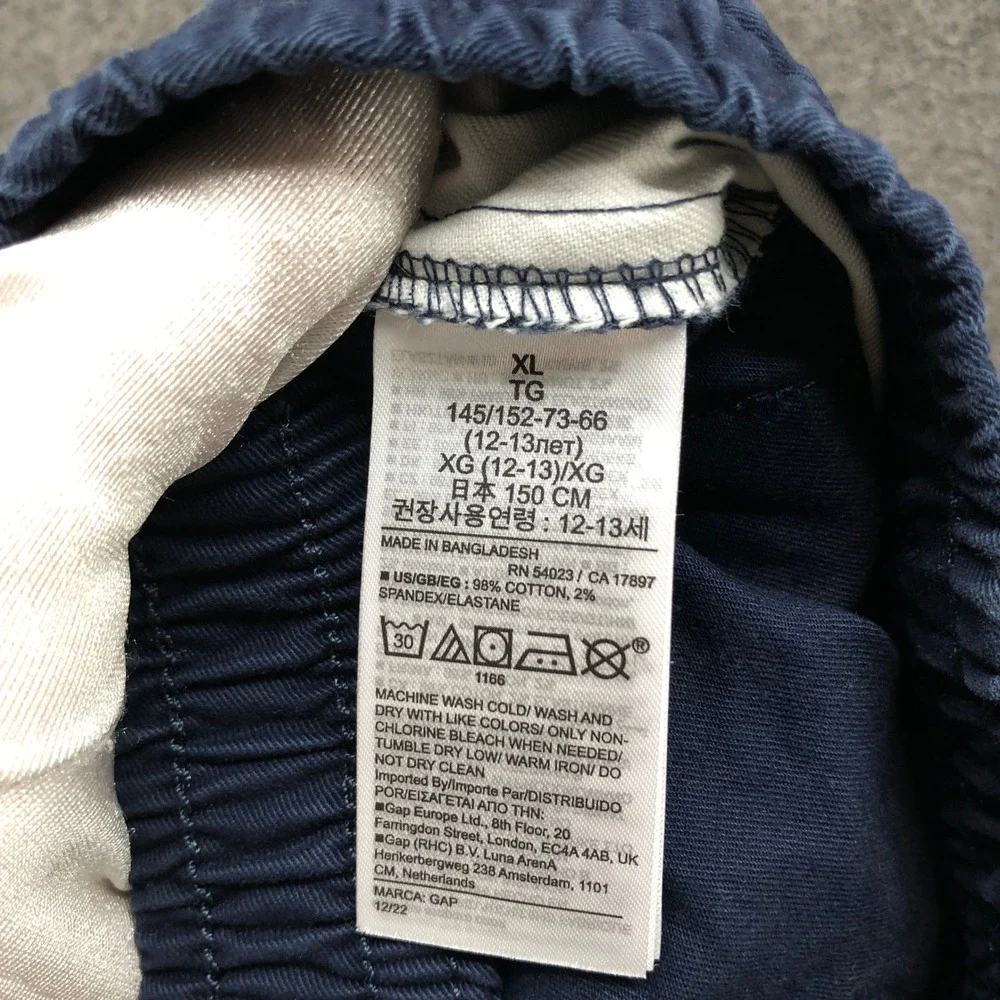 NWT Gap Boys XL (12) Pull On Chino Shorts Drawstring Flat Front Navy Blue